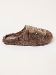 FatFace Novelty Brown Bear Mule Slipper - Image 1 of 3