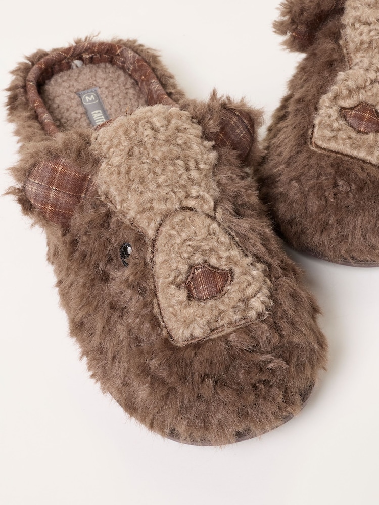 FatFace Novelty Brown Bear Mule Slipper - Image 2 of 3