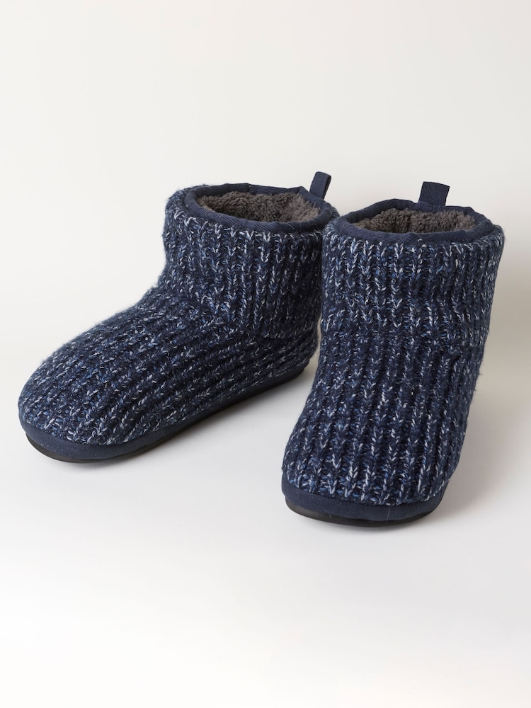 FatFace Matthew Navy Knitted Boot Slipper - Image 2 of 3 FatFace Matthew Navy Knitted Boot Slipper - Image 2 of 3