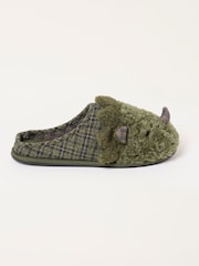 FatFace Novelty Dark Green Dinosaur Mule Slipper - Image 1 of 3