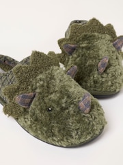 FatFace Novelty Dark Green Dinosaur Mule Slipper - Image 2 of 3