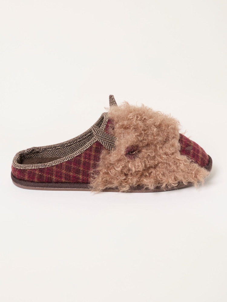 FatFace Novelty Brown HIghland Cow Mule Slipper - Image 1 of 3