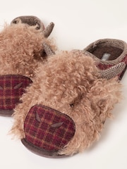 FatFace Novelty Brown HIghland Cow Mule Slipper - Image 2 of 3