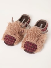 FatFace Novelty Brown HIghland Cow Mule Slipper - Image 3 of 3
