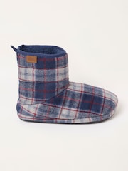 FatFace Sussex Navy Check Slipper Boots - Image 1 of 3