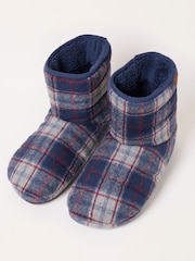 FatFace Sussex Navy Check Slipper Boots - Image 3 of 3