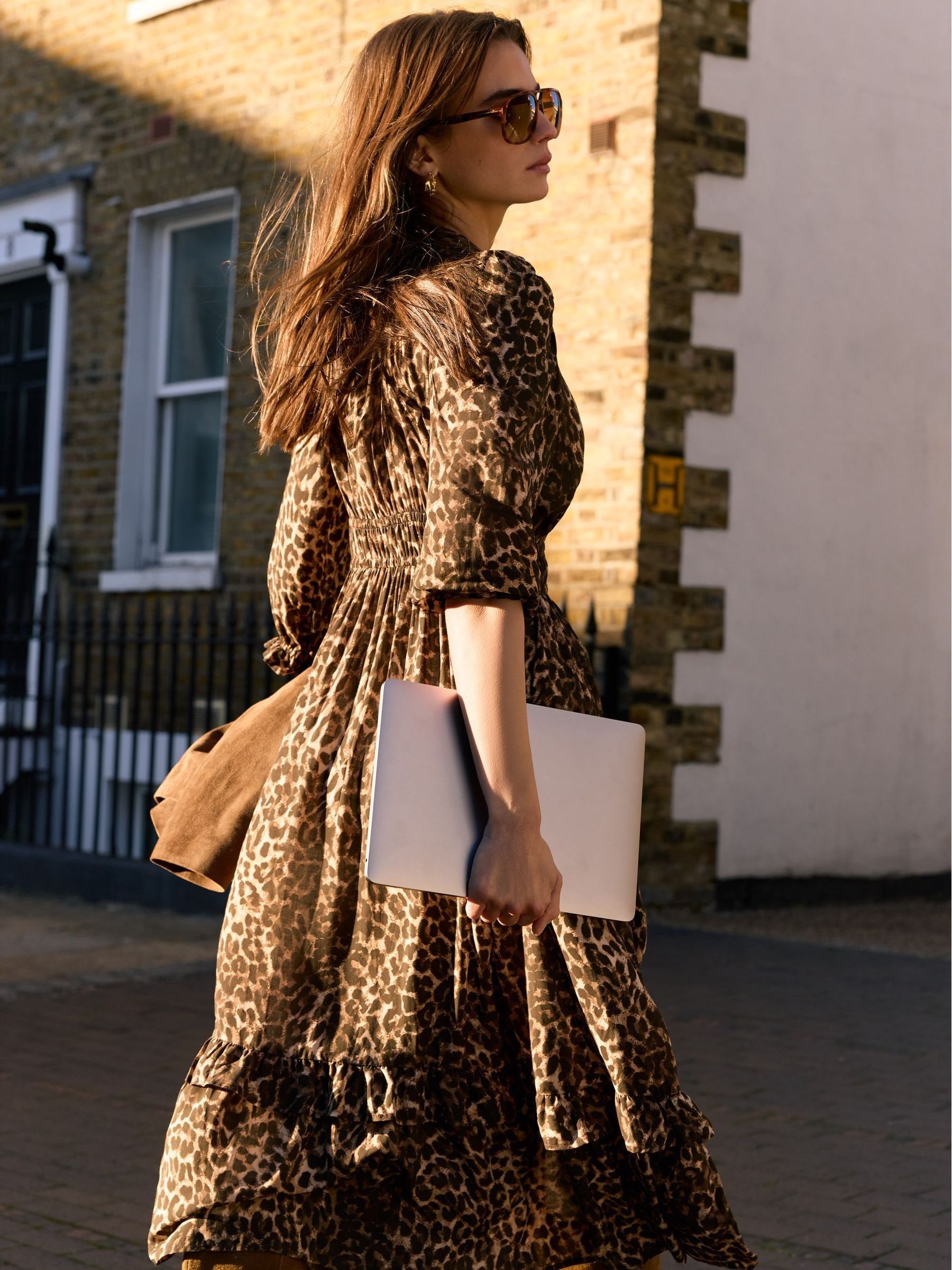 Buy Baukjen Christine Printed Midi Brown Dress from the Next UK online shop