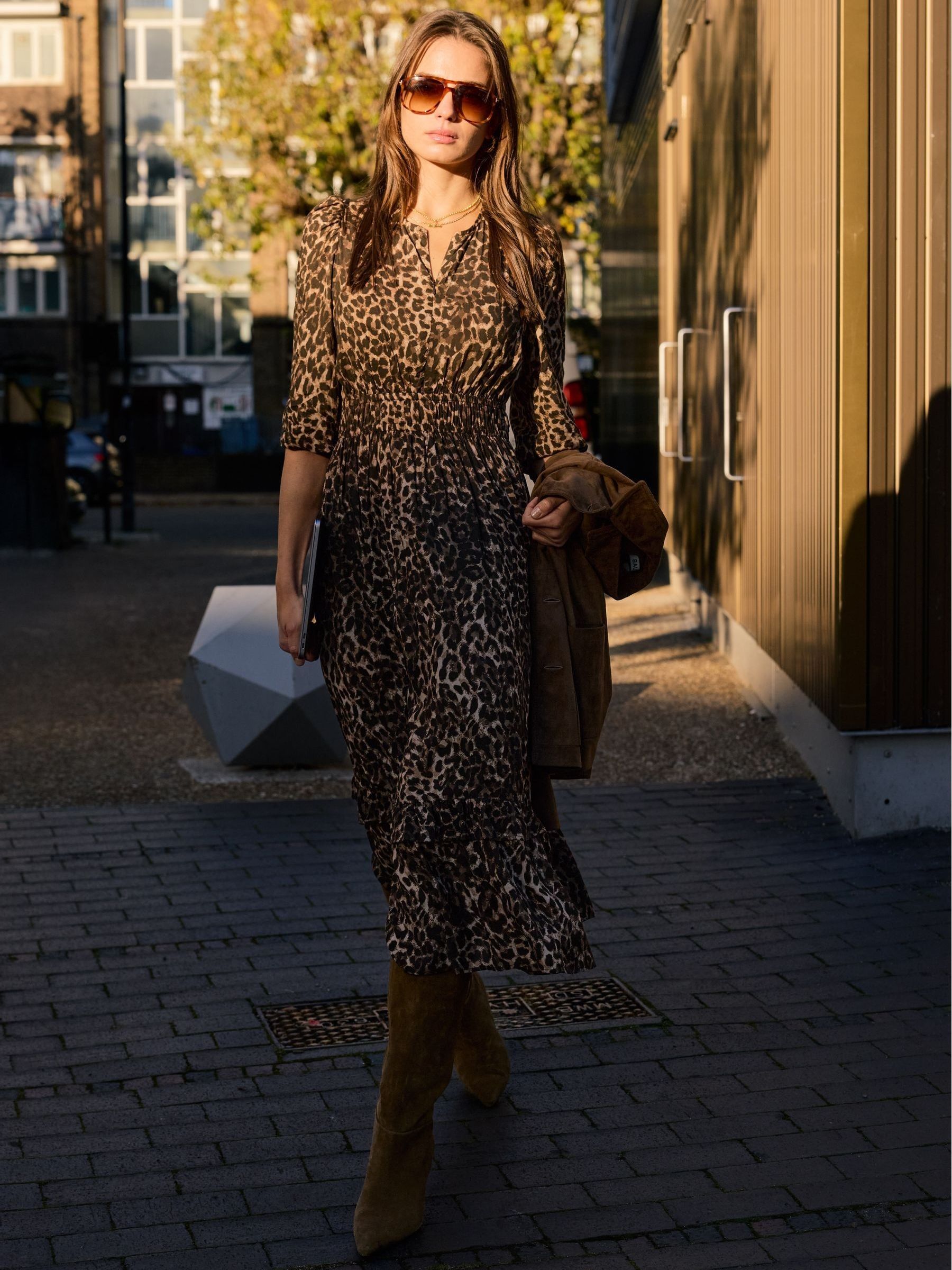 Buy Baukjen Christine Printed Midi Brown Dress from the Next UK online shop