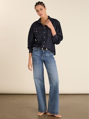 Baukjen Blue Marta Cotton Stretch Wide Leg Jeans - Image 1 of 4