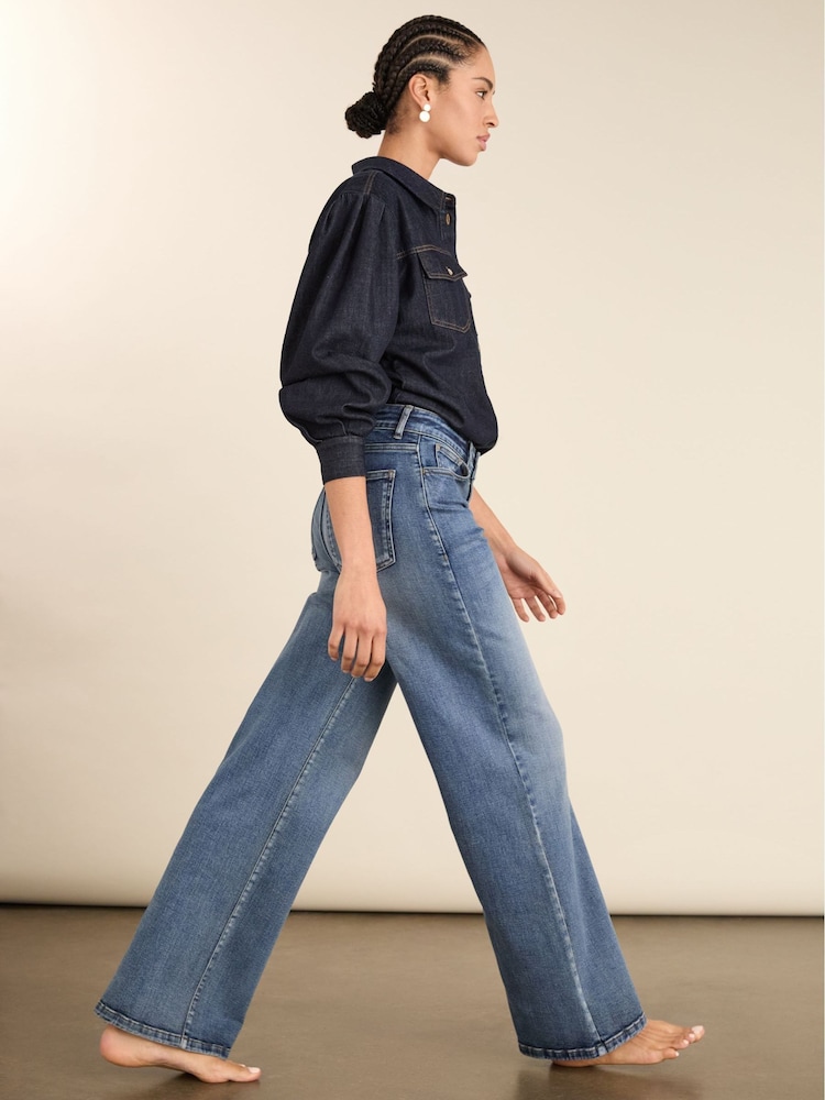 Baukjen Blue Marta Cotton Stretch Wide Leg Jeans - Image 2 of 4