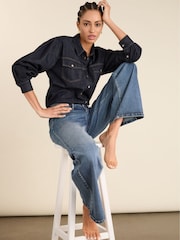 Baukjen Blue Marta Cotton Stretch Wide Leg Jeans - Image 4 of 4
