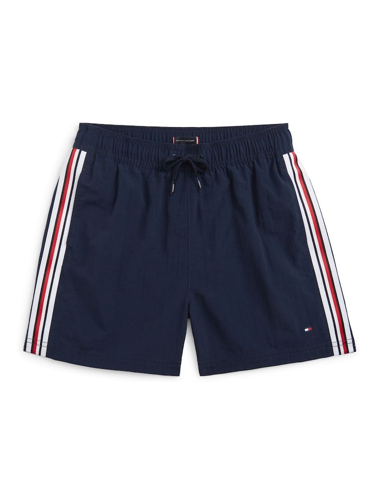 Blau - Tommy Hilfiger Medium Ithaca Badeshorts mit Kordelzug - Bild 1 von 2