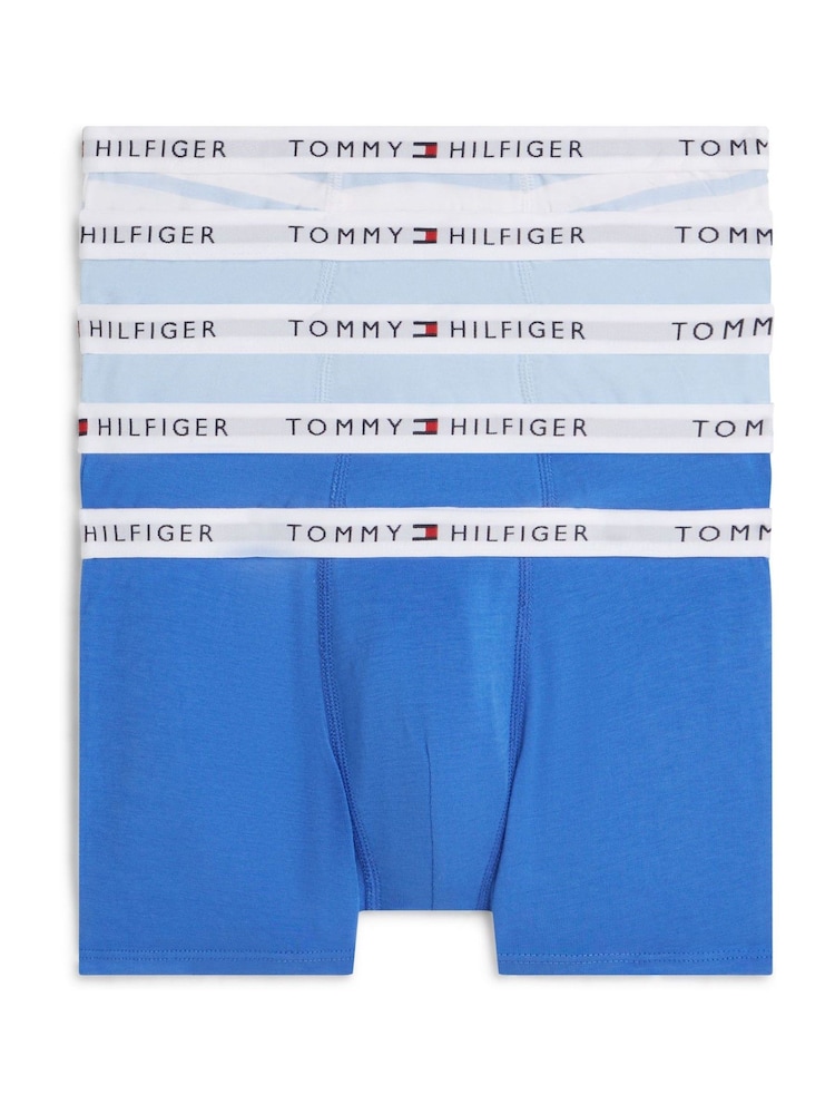 Tommy Hilfiger Blue Signature Logo Waistband Trunks 5 Pack - Image 1 of 2