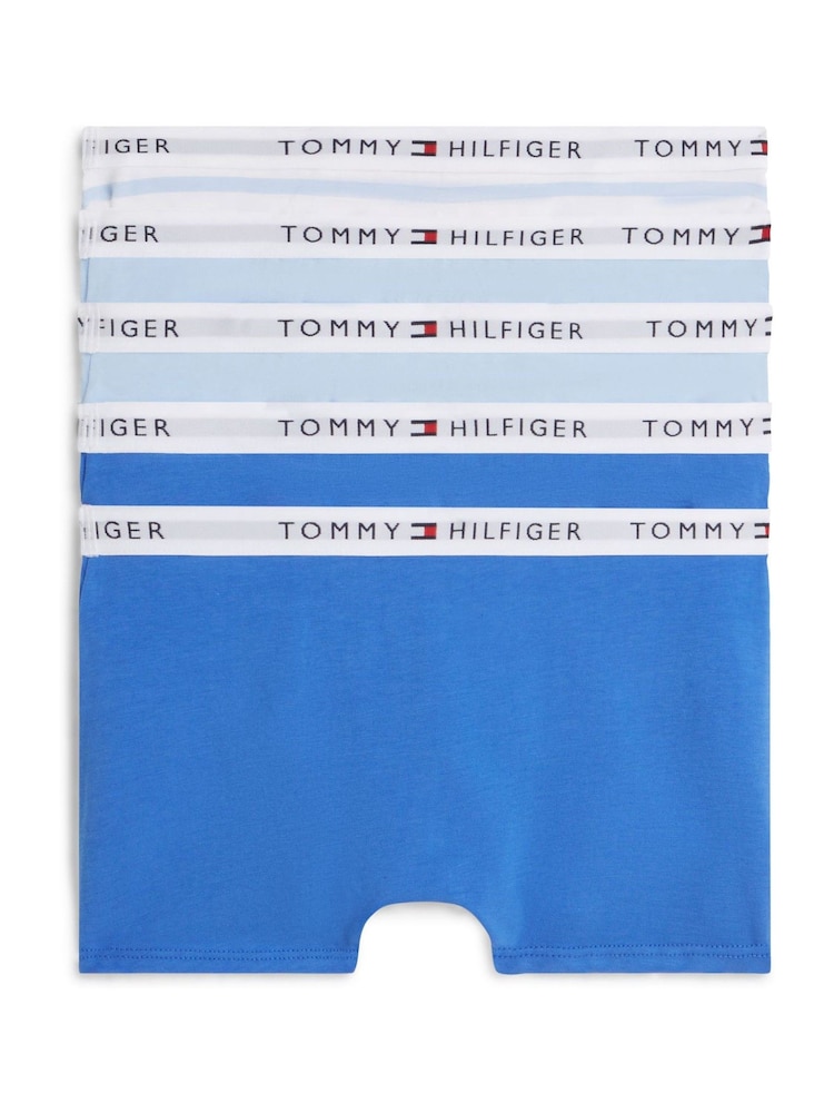 Tommy Hilfiger Blue Signature Logo Waistband Trunks 5 Pack - Image 2 of 2