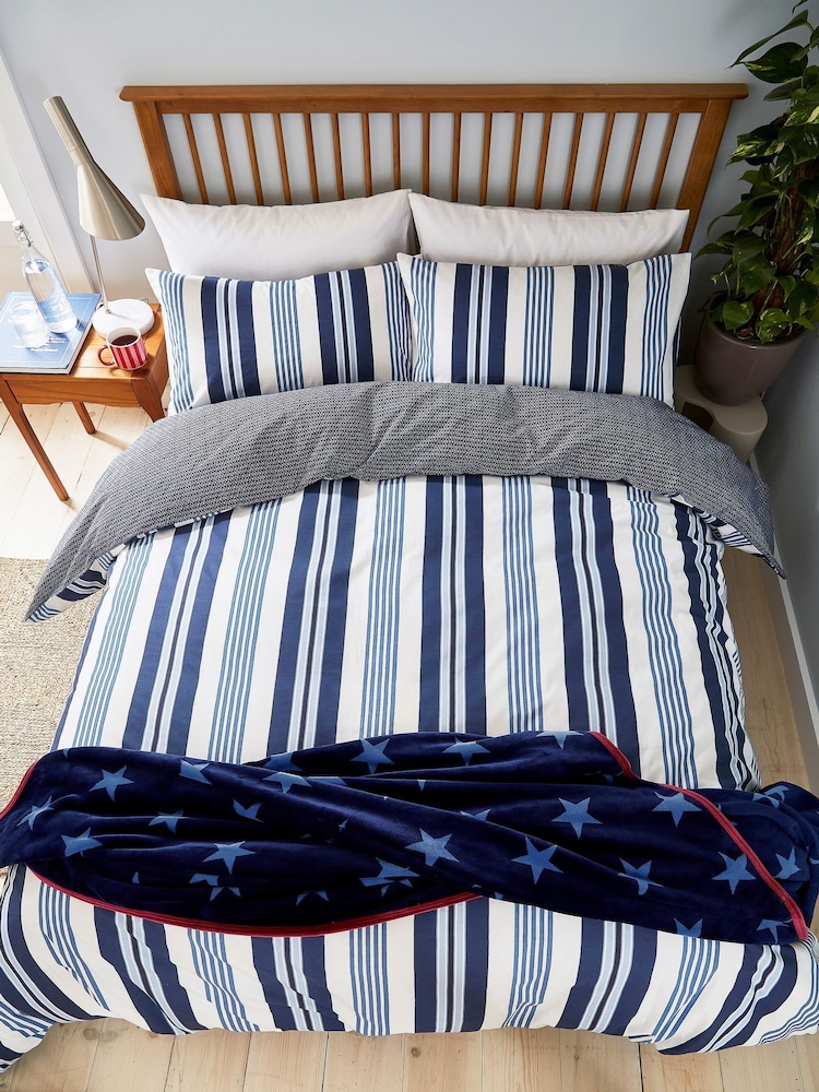 Helena Springfield Blue Huntington Stripe Cotton Duvet Set - Image 1 of 5