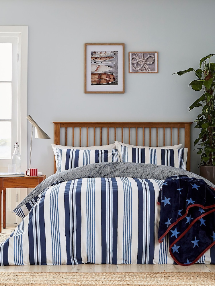 Helena Springfield Blue Huntington Stripe Cotton Duvet Set - Image 2 of 5