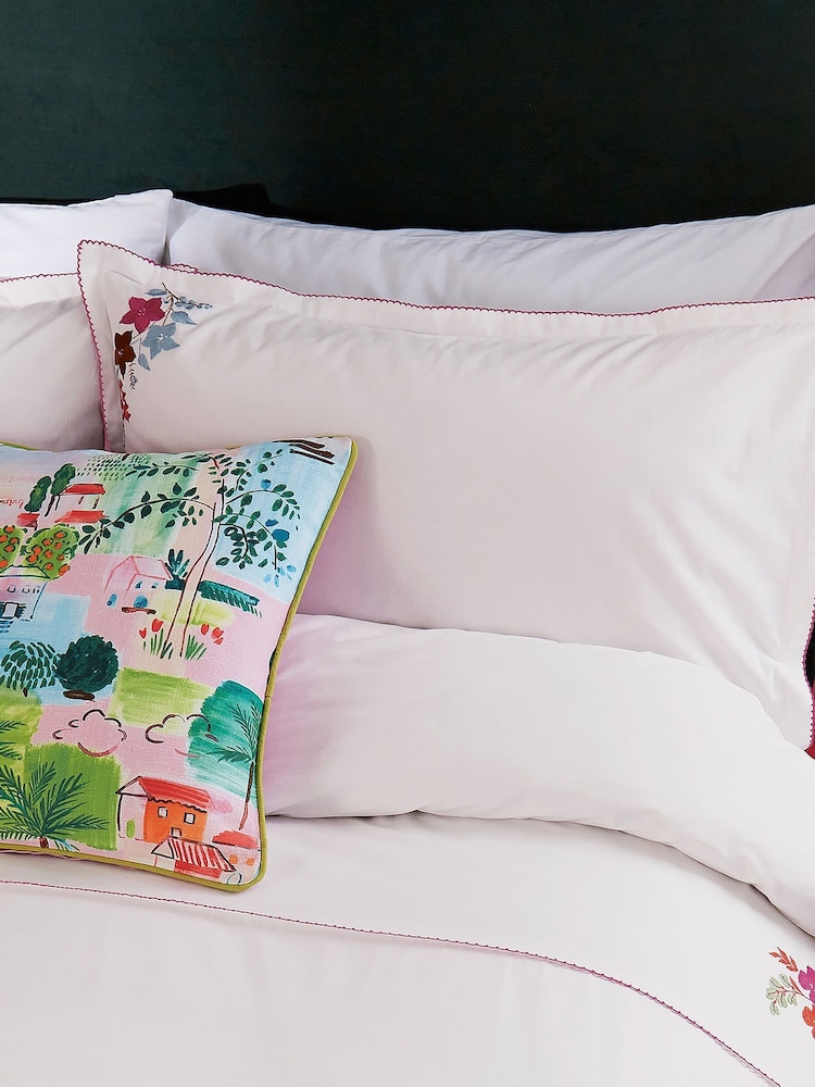 Land & Shore Multi Fia Embroidered 180 Thread Count Cotton Pillowcase Pair - Image 1 of 4