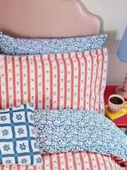 Land & Shore Blue or Red Quintin Stripe Cotton Pillowcases Pair - Image 1 of 4