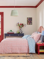 Land & Shore Blue or Red Quintin Stripe Cotton Pillowcases Pair - Image 3 of 4