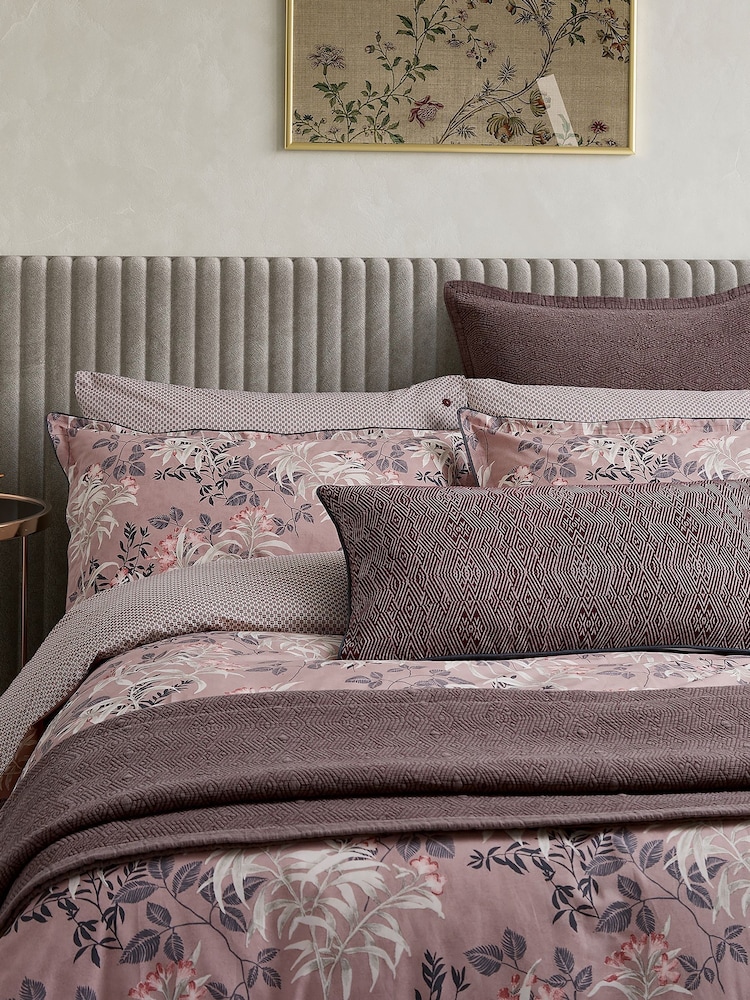 Bedeck of Belfast Pink or Grey Katara 200 Thread Count Cotton Pillowcase Pair - Image 1 of 5