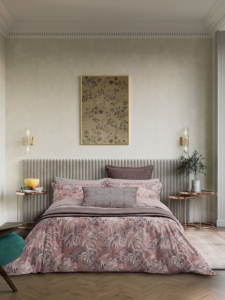 Bedeck of Belfast Pink or Grey Katara 200 Thread Count Cotton Pillowcase Pair - Image 2 of 5