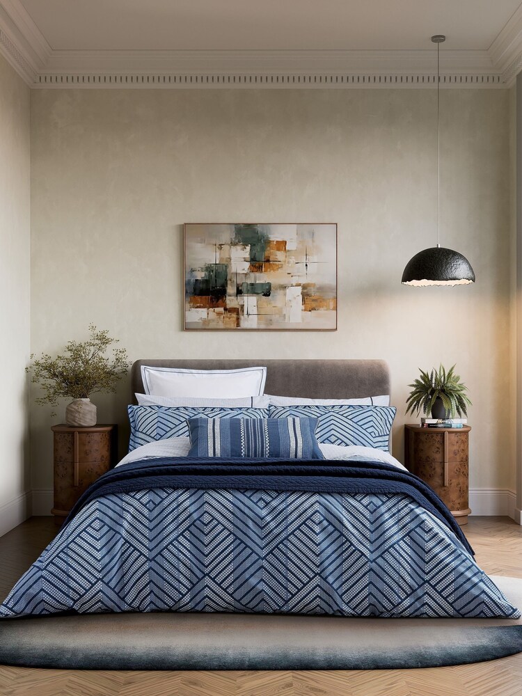 Bedeck of Belfast Indigo Kayah 200 Thread Count Cotton Pillowcase Pair - Image 2 of 5