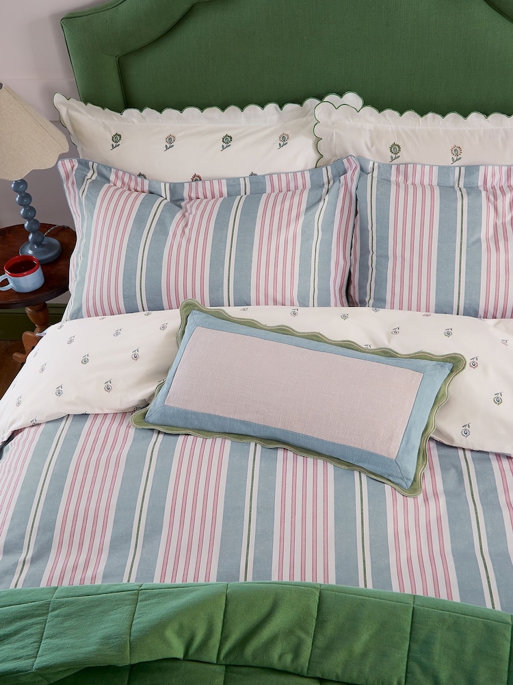 Joules Multi Come Rain Or Shine Stripe 180 TC 100% Cotton Duvet Set - Image 2 of 5