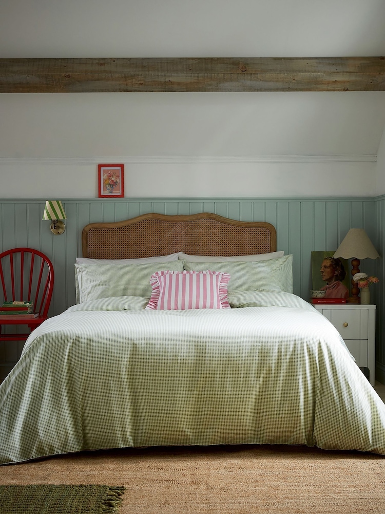 Helena Springfield Green Gingham Cotton Duvet Set - Image 2 of 5