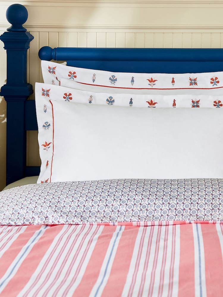 Joules Multi Siesta To Fiesta Embroidered 180 Thread Count 100% Cotton Pillowcase Pair - Image 1 of 5