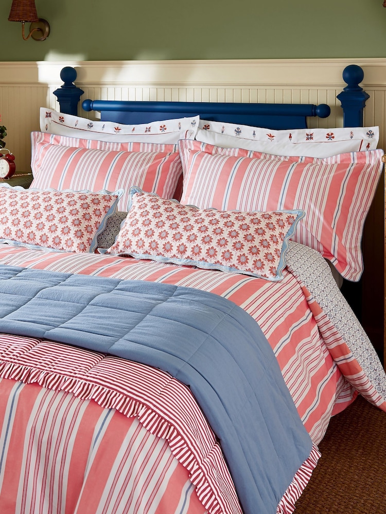 Joules Multi Siesta To Fiesta Embroidered 180 Thread Count 100% Cotton Pillowcase Pair - Image 2 of 5