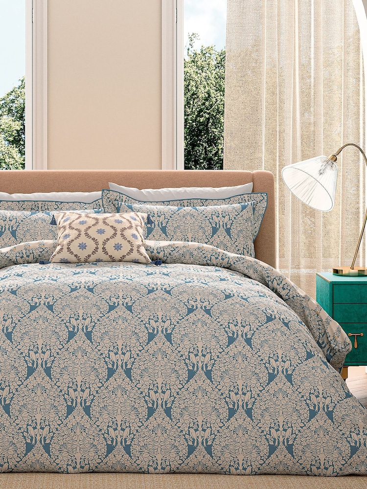 V&A Blue Lerena Cotton Duvet Set - Image 1 of 5