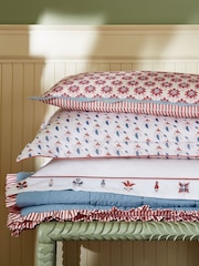 Joules Red Vanessa 180 TC 100% Cotton Duvet Set - Image 4 of 5