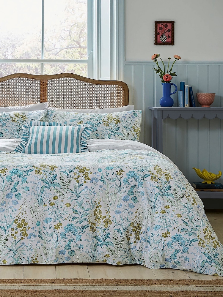 Helena Springfield Aqua Foxglove Cotton Duvet Set - Image 1 of 5