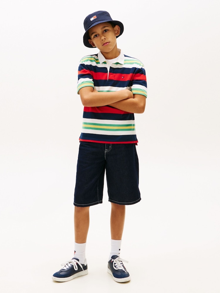 Tommy Hilfiger Red Rugby Stripe Jersey Polo Shirt - Image 2 of 5