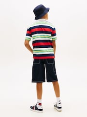 Tommy Hilfiger Red Rugby Stripe Jersey Polo Shirt - Image 3 of 5