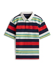 Tommy Hilfiger Red Rugby Stripe Jersey Polo Shirt - Image 5 of 5