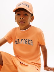 כתום - Tommy Hilfiger Logo Crew Neck Jersey T-Shirt - תמונה 4 מתוך 5