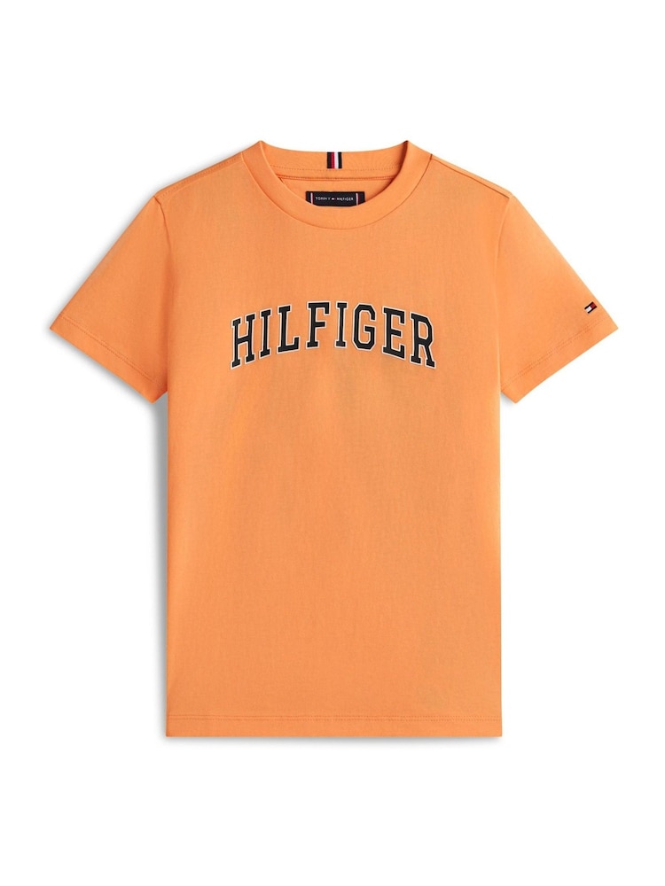 כתום - Tommy Hilfiger Logo Crew Neck Jersey T-Shirt - תמונה 5 מתוך 5