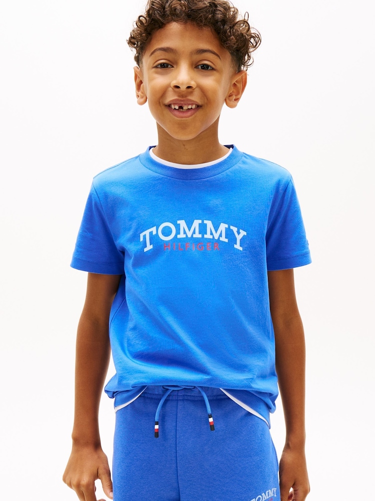 Tommy Hilfiger Blue Logo Crew Neck Jersey T-Shirt - Image 1 of 5