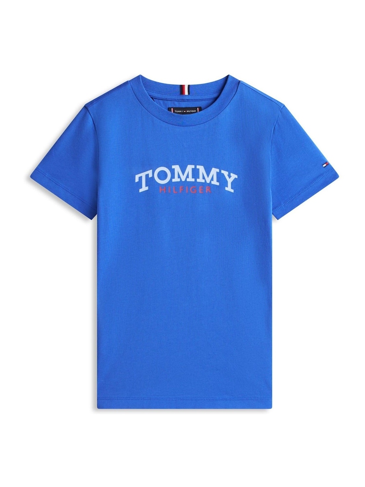 Tommy Hilfiger Blue Logo Crew Neck Jersey T-Shirt - Image 5 of 5