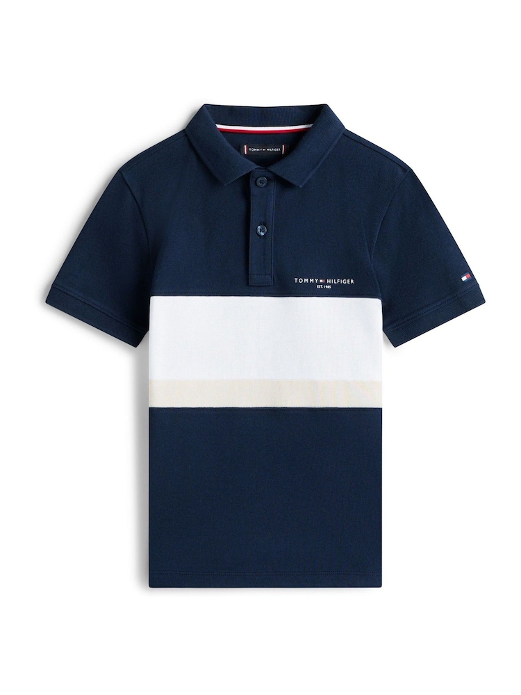 Tommy Hilfiger Blue Mini Colourblock Polo Shirt - Image 5 of 5