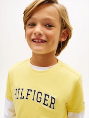 צהוב - Tommy Hilfiger Logo Crew Neck Jersey T-Shirt - תמונה 4 מתוך 5