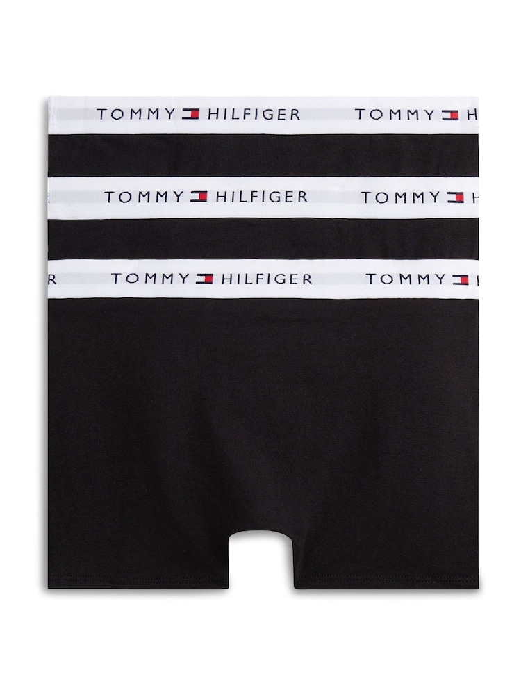 Tommy Hilfiger Black Signature Logo Waistband Trunks 3 Pack - Image 2 of 2 Tommy Hilfiger Black Signature Logo Waistband Trunks 3 Pack - Image 2 of 2