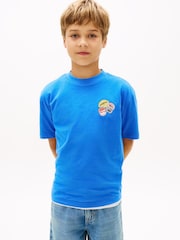 Tommy Hilfiger Blue Sticker Print Back Graphic Jersey T-Shirt - Image 2 of 5