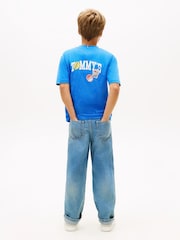 Tommy Hilfiger Blue Sticker Print Back Graphic Jersey T-Shirt - Image 4 of 5