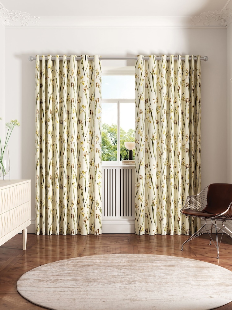 Ted Baker Linen Wild Iris Blackout Lined Eyelet Curtain - Image 1 of 4