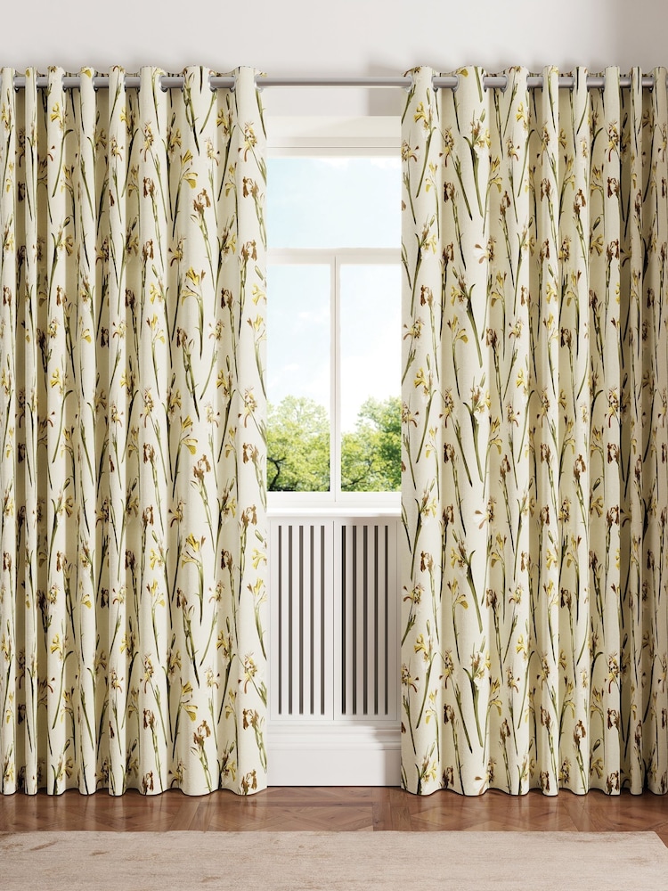 Ted Baker Linen Wild Iris Blackout Lined Eyelet Curtain - Image 2 of 4