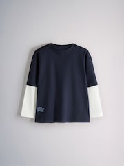 The Set 2 Pack Long Sleeve Mock Layer T-Shirts Multi - Image 2 of 5