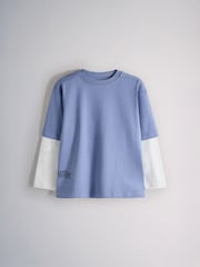 The Set 2 Pack Long Sleeve Mock Layer T-Shirts Multi - Image 3 of 5