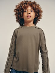 The Set 4 Pack Long Sleeve Piped T-Shirt Black/Green - Image 5 of 12